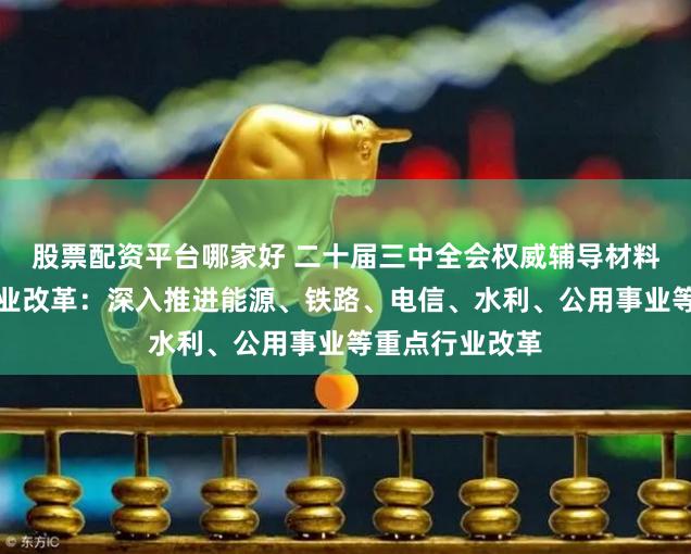 股票配资平台哪家好 二十届三中全会权威辅导材料谈自然垄断行业改革：深入推进能源、铁路、电信、水利、公用事业等重点行业改革