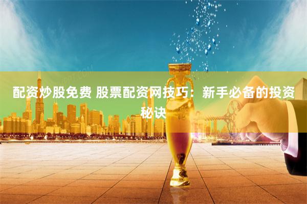配资炒股免费 股票配资网技巧：新手必备的投资秘诀